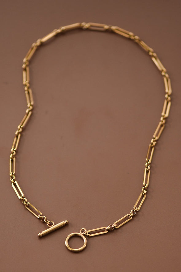 18k gold plated toggle necklace chunky rectangle chain