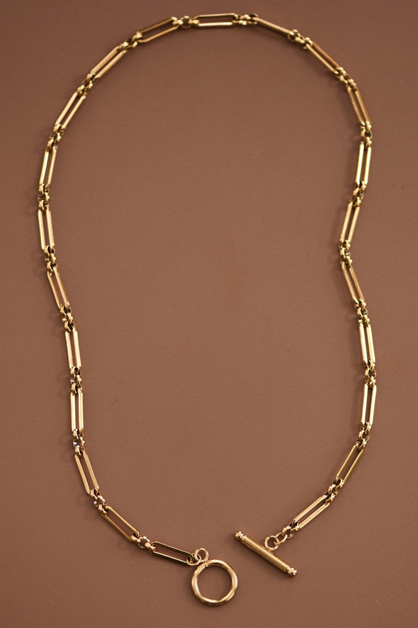 18k gold plated toggle necklace chunky rectangle chain