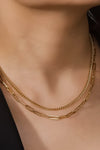 18K layered gold necklace paperclip chain dainty chain