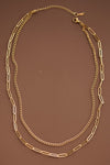 18K layered gold necklace paperclip chain dainty chain