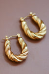 18k gold plated twisted hoop chunky earrings