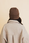 waffle ribbed beanie winter hat folded cuff brown