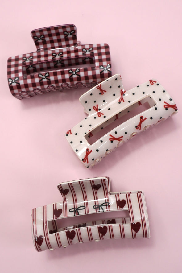 The Rochelle Checkered Bow Hair Claw Clip