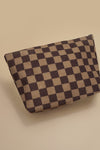 The Maleah Checkered Makeup Cosmetic Pouch Bag