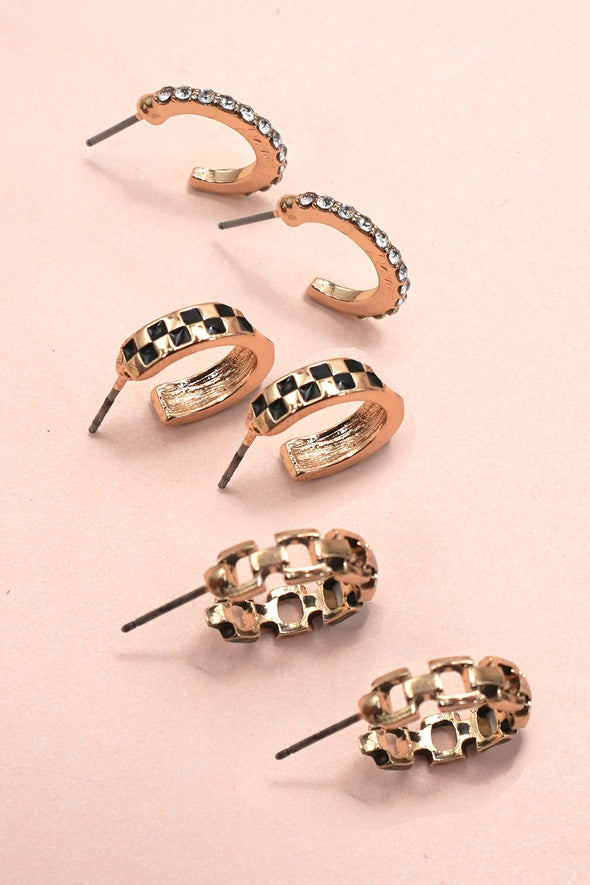 The Vivian Baguette Stone Hoop Earring Set