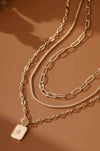 3 layered gold dipped pendant necklace dainty chain