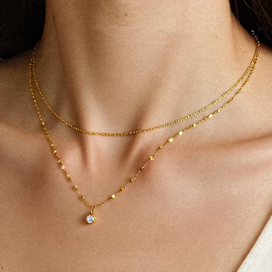 18k gold plated double layered dainty necklace