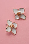 flower stud enamel earrings gold