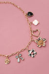 The Jeanne Checkered Heart + Rhinestone Charm Necklace