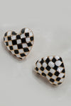 The Skylar Checker Heart Stud Earrings