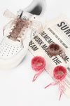 leopart print organza shoe lace brown sneaker accessory