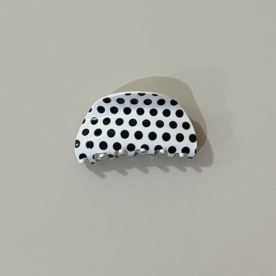black and white polka dot hair claw clip