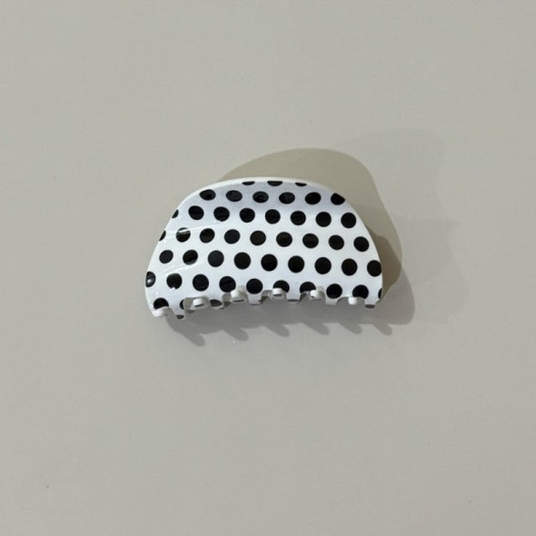 black and white polka dot hair claw clip