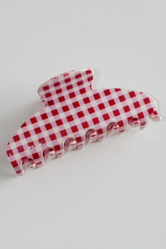 red plaid hair claw clip