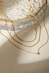 3 layered dainty chain necklace gold rhinestone detail