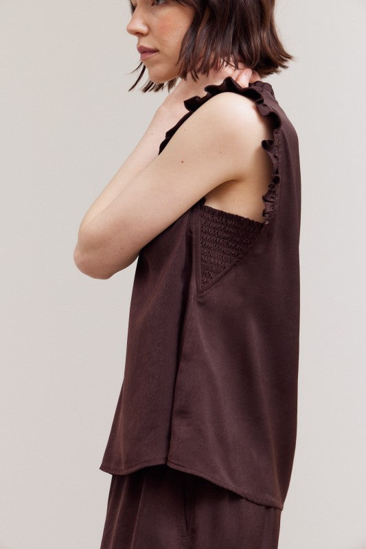 The Imogen Satin Ruffle Blouse