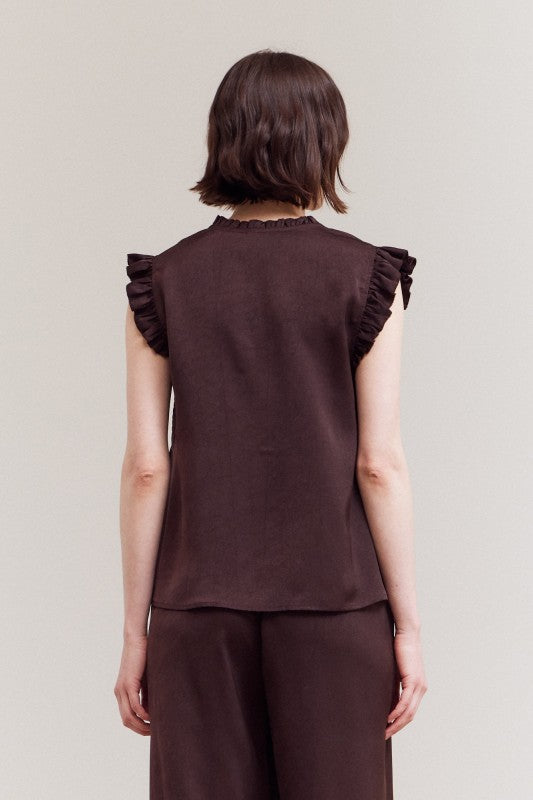 The Imogen Satin Ruffle Blouse