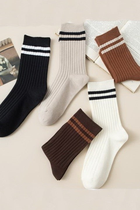 The Allegra Half Crew Varsity Stripe Sock