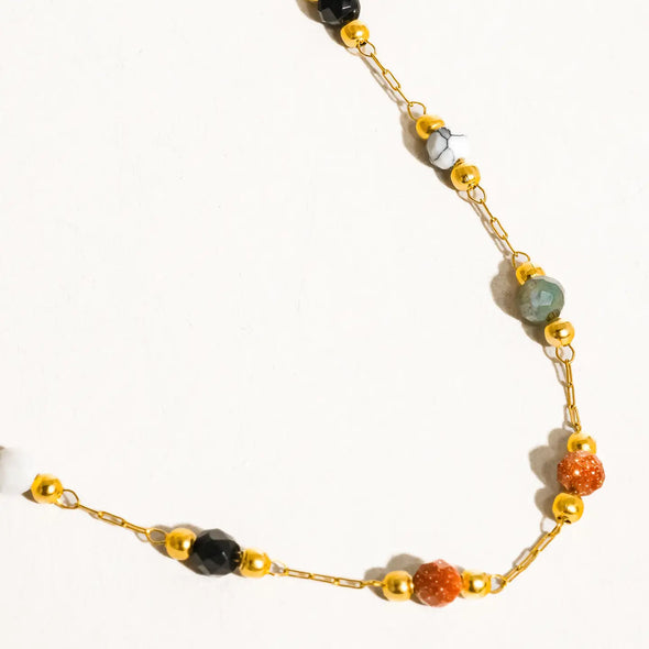 multi colored bead gold necklace dainty