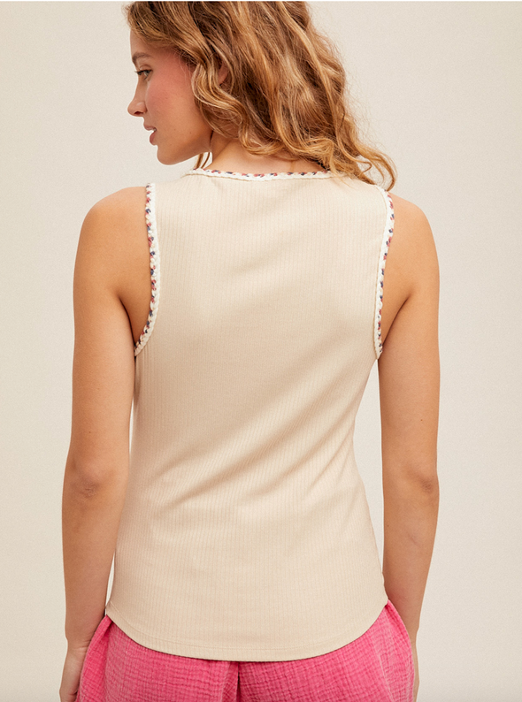 The Arianne Crochet Detail Ribbed Top