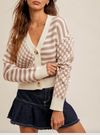 The Raya Stripe + Checker Cropped Cardigan