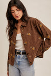 The Willa Floral Embroidered Corduroy Shacket