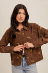 The Willa Floral Embroidered Corduroy Shacket