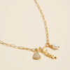 love heart pearl charm paperclip gold necklace