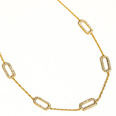 dainty cubic zirconia link non tarnish gold necklace