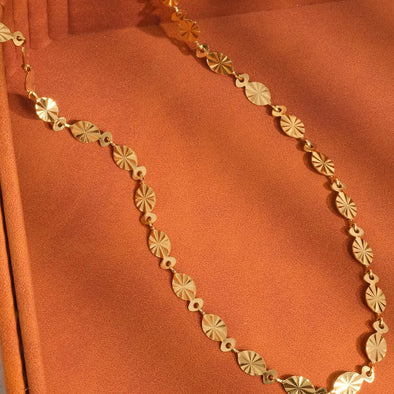 18k gold non tarnish disc chain necklace