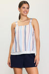 skies are blue blush blue navy striped babydoll tank top