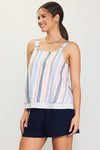 skies are blue blush blue navy striped babydoll tank top