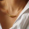 18k gold plated curved bar necklace chic simple 
