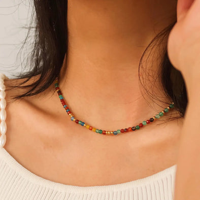 beaded necklace multi colored