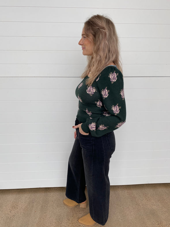 The Natalia Square Neck Floral Sweater