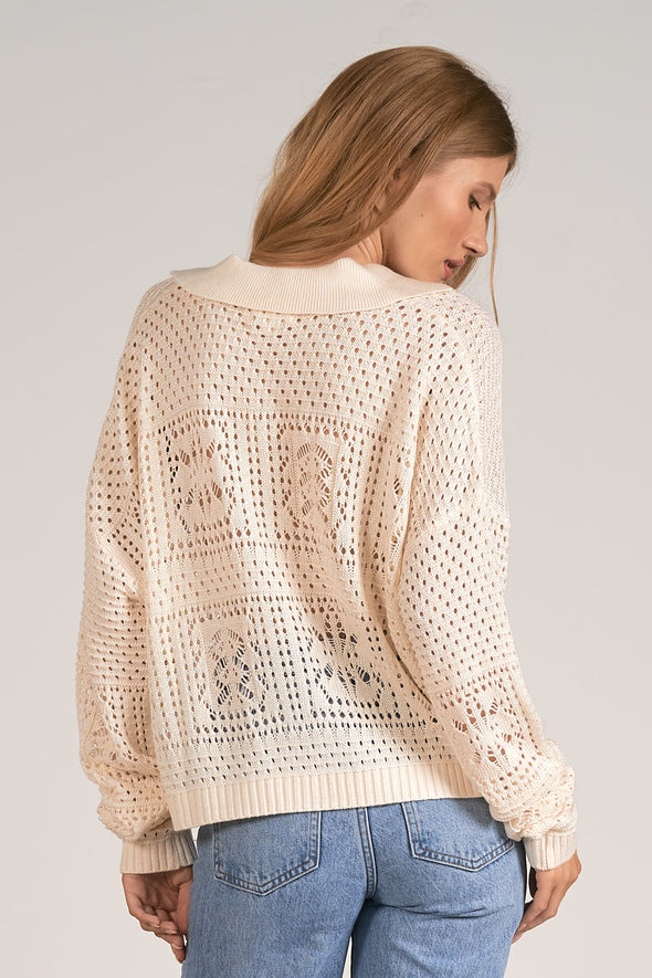 The Remi Collared Crochet Sweater