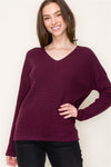 staccato v-neck sweater waffle knit front seam longer length 