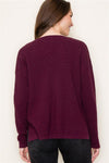 staccato v-neck sweater waffle knit front seam longer length 