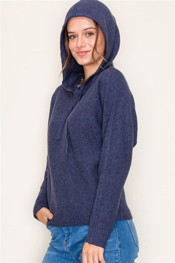 The Annie Mini Waffle Hooded Sweater