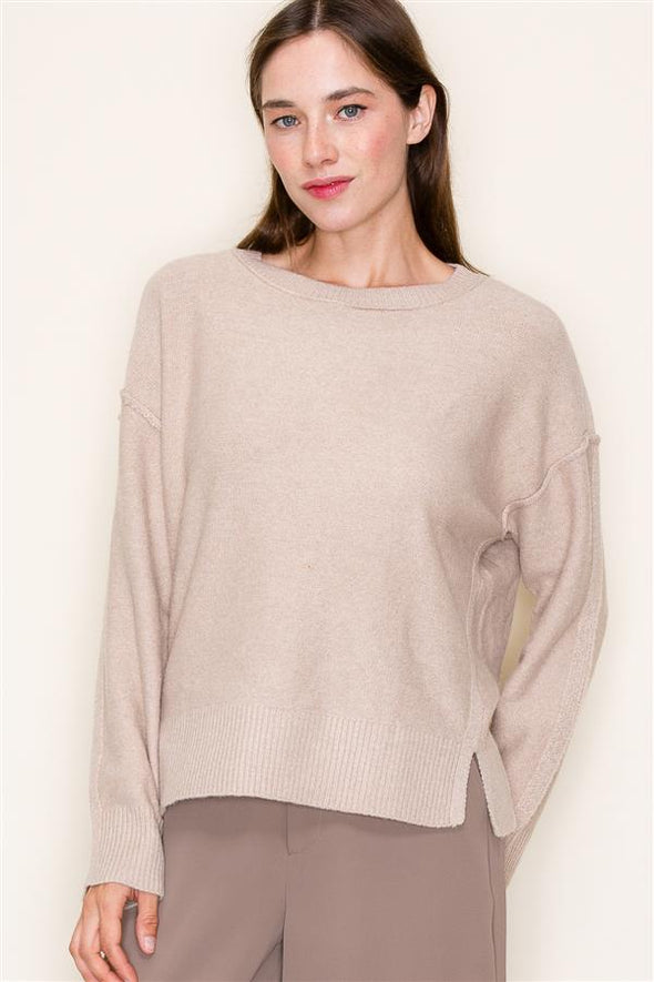 The Addie Raw Edge Crewneck Sweater