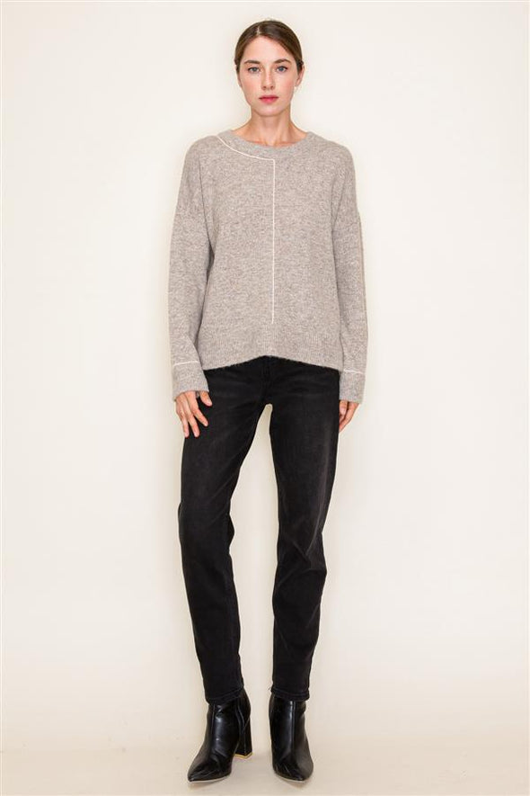 The Abigail Line Detail Crewneck Sweater