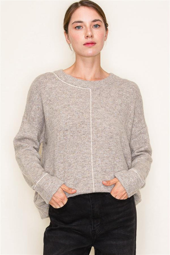 The Abigail Line Detail Crewneck Sweater