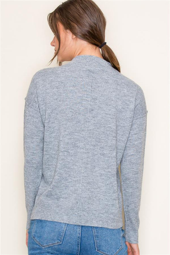 The Holly Mock Neck Center Seam Sweater