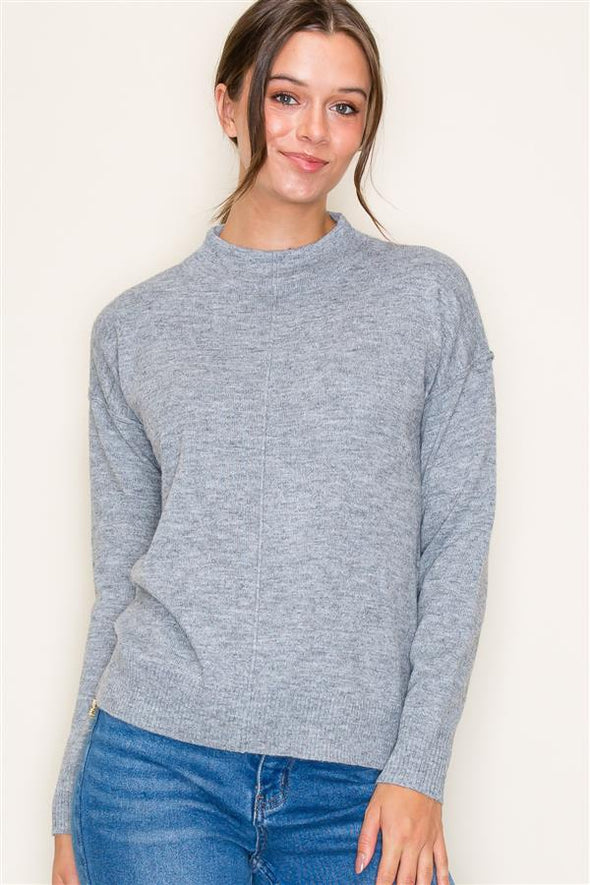 The Holly Mock Neck Center Seam Sweater