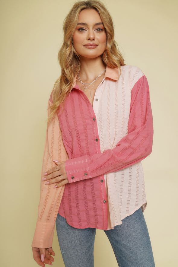 The Raelyn Color Block Button Down
