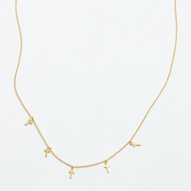 cross station charm necklace gold
