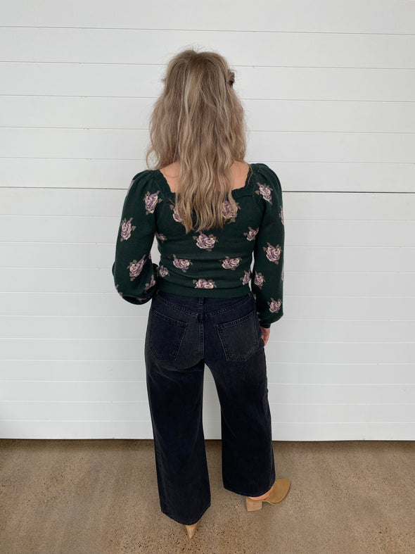 The Natalia Square Neck Floral Sweater