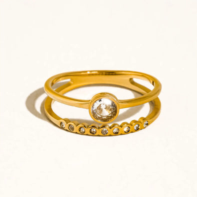 18k gold cubic zirconia dainty ring