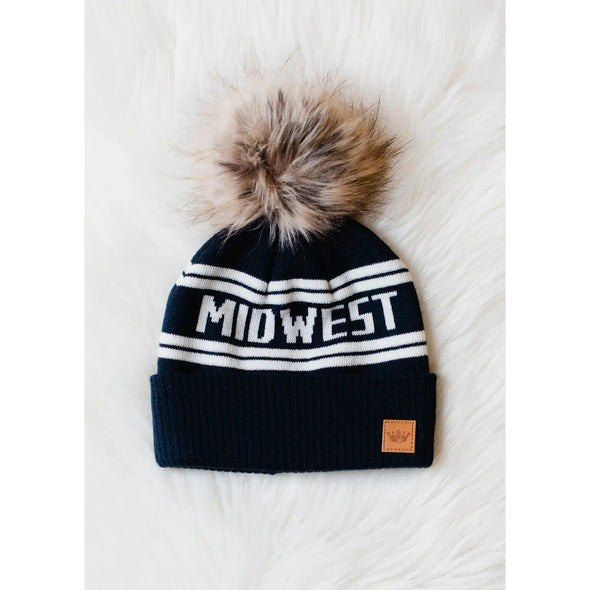 midwest beanie with faux fur pom pom