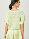 mystree melange relaxed fit short sleeve v-neck pullover cropped sweater pistachio green